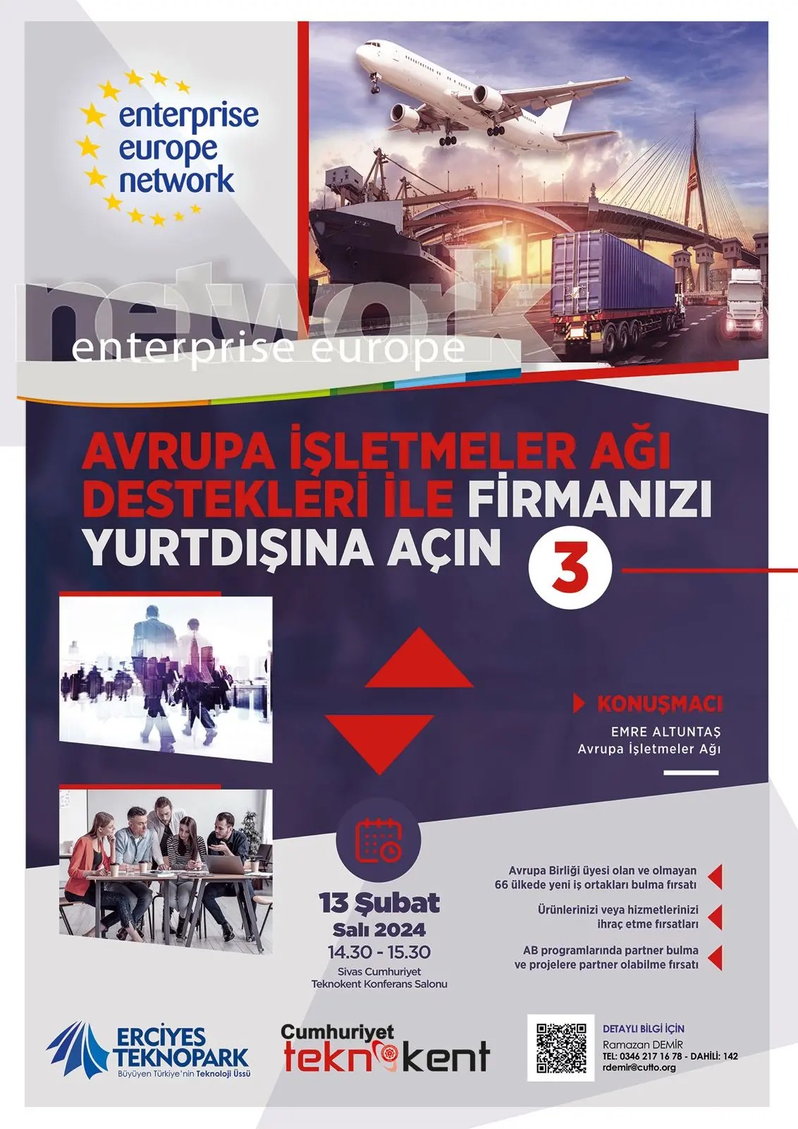Avrupa İşletmeler Ağı projesi kapsamında Teknokent firmalarımıza proje tanıtımı yapılacaktır.